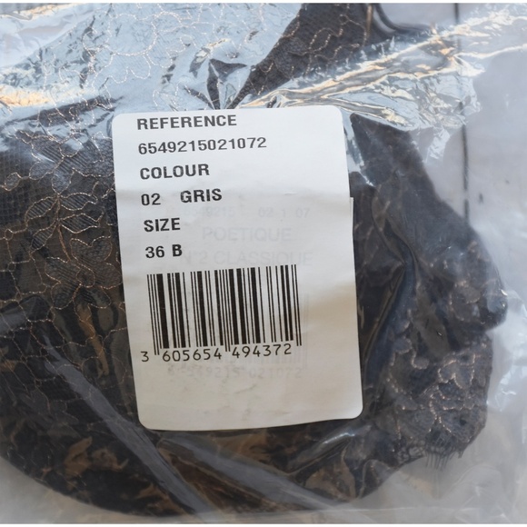 ETAM NWT POETIQUE METALLIC GREY UNDERWIRE PLUNGE PUSH-UP BRA. SIZE 36B - Picture 11 of 11